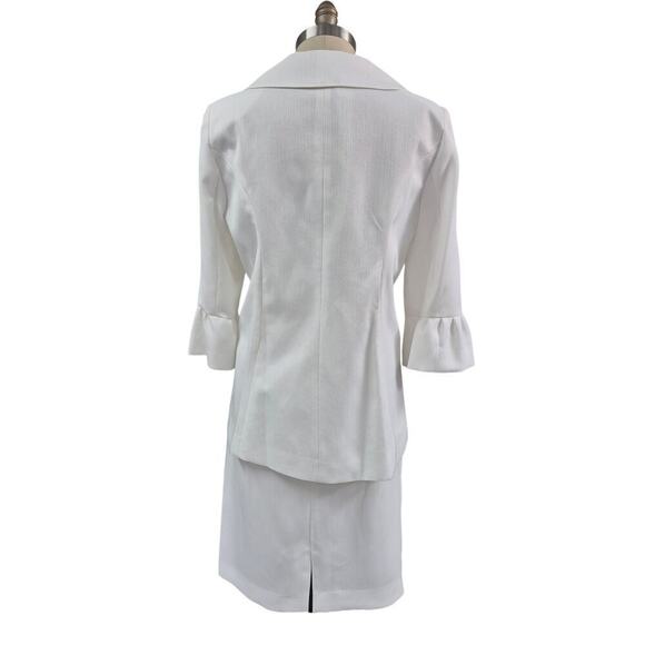 Vtg 80s Giorgio Sant'Angelo Pure White Polyester Skirt Suit Fully Lined Sz 12-14 - Picture 4 of 7